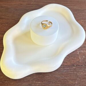 Forget-Me-Not Flower Enamel Ring 18K Gold Plated Stainless Steel Adjustable Ring